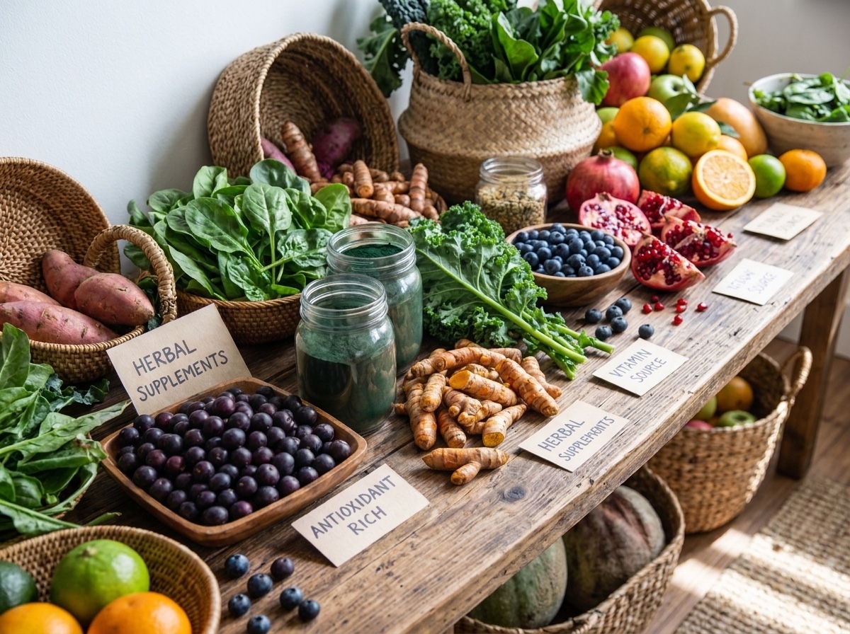 Herbs, fruits and natural raw materials